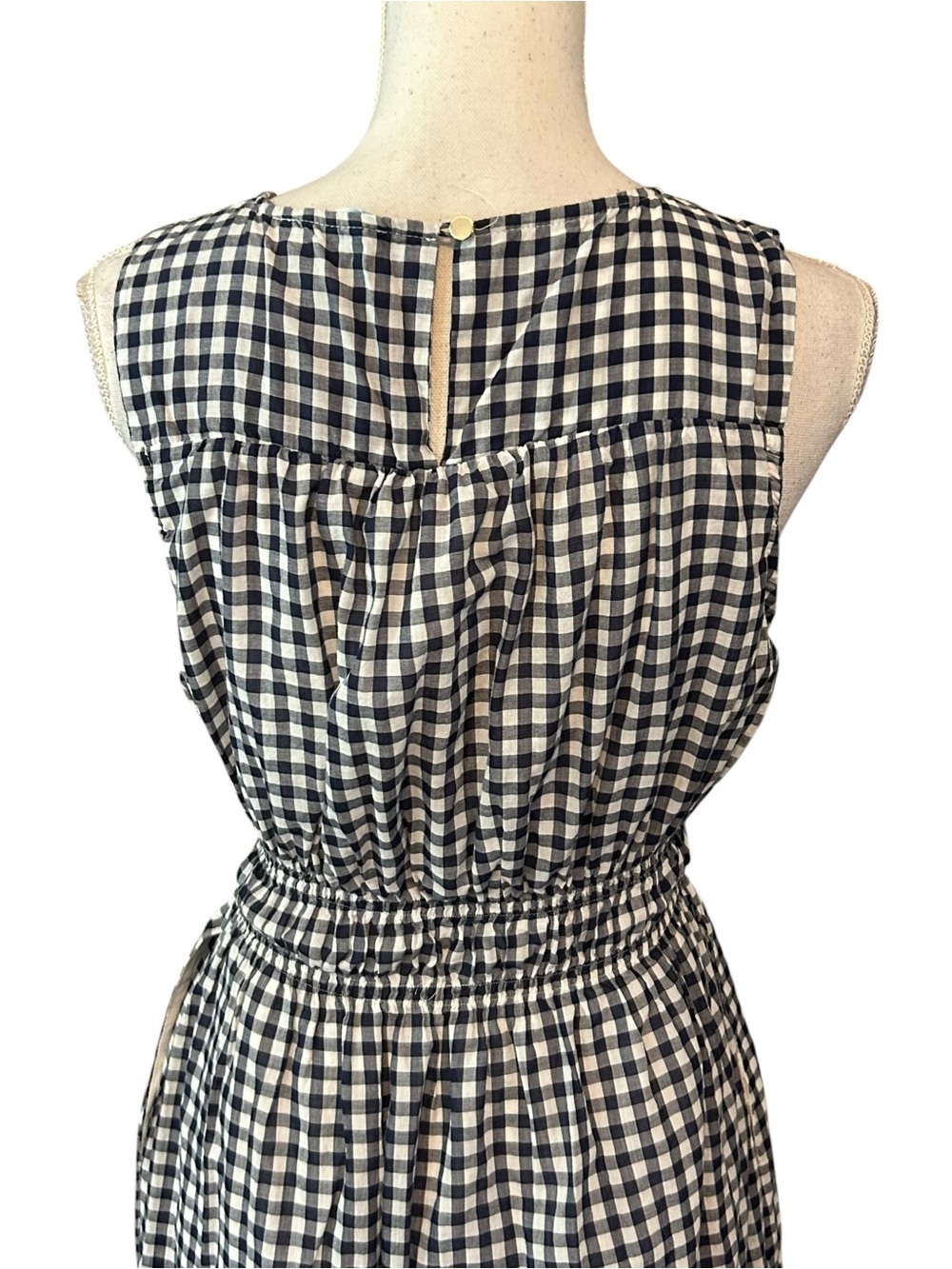 Draper James Navy White Gingham Check Maxi Dress sundress cotton summer SZ M - Picture 7 of 9